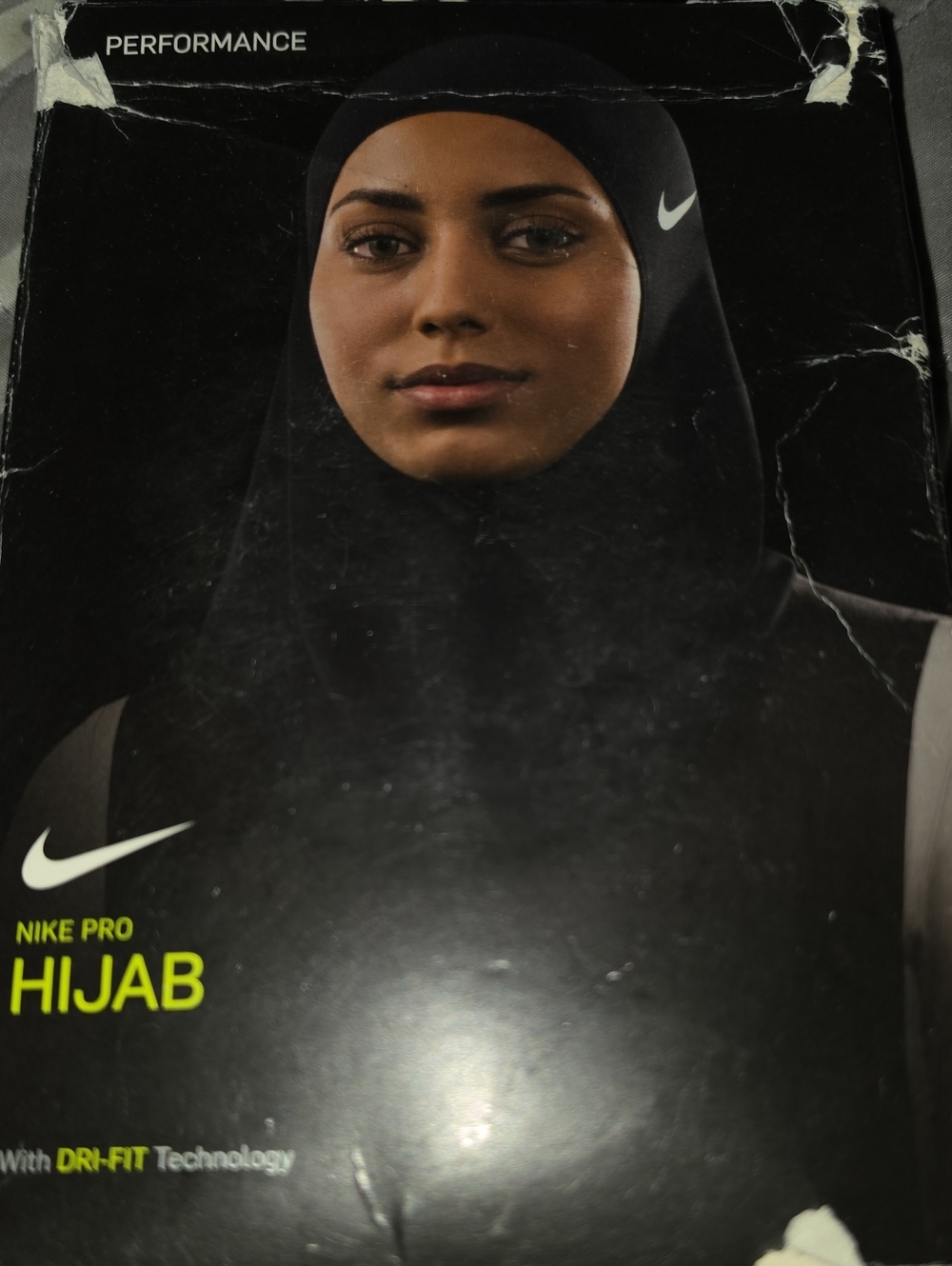 Nike Black Performance Hijab with White Swoosh. Size XS/Small